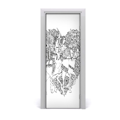 Autocolant de uşă Cai inimă în dragoste