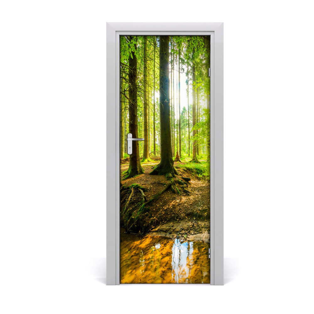 Tapet autocolant pentru uși Pădure la soare