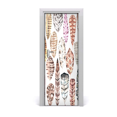 Tapet autocolant pentru uși Pene boho colorate