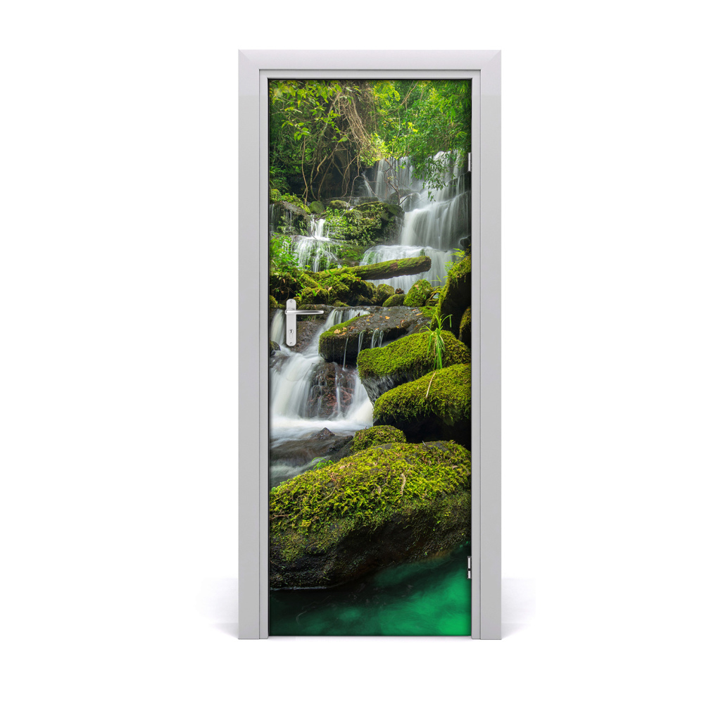 Autocolant de uşă Cascada junglei