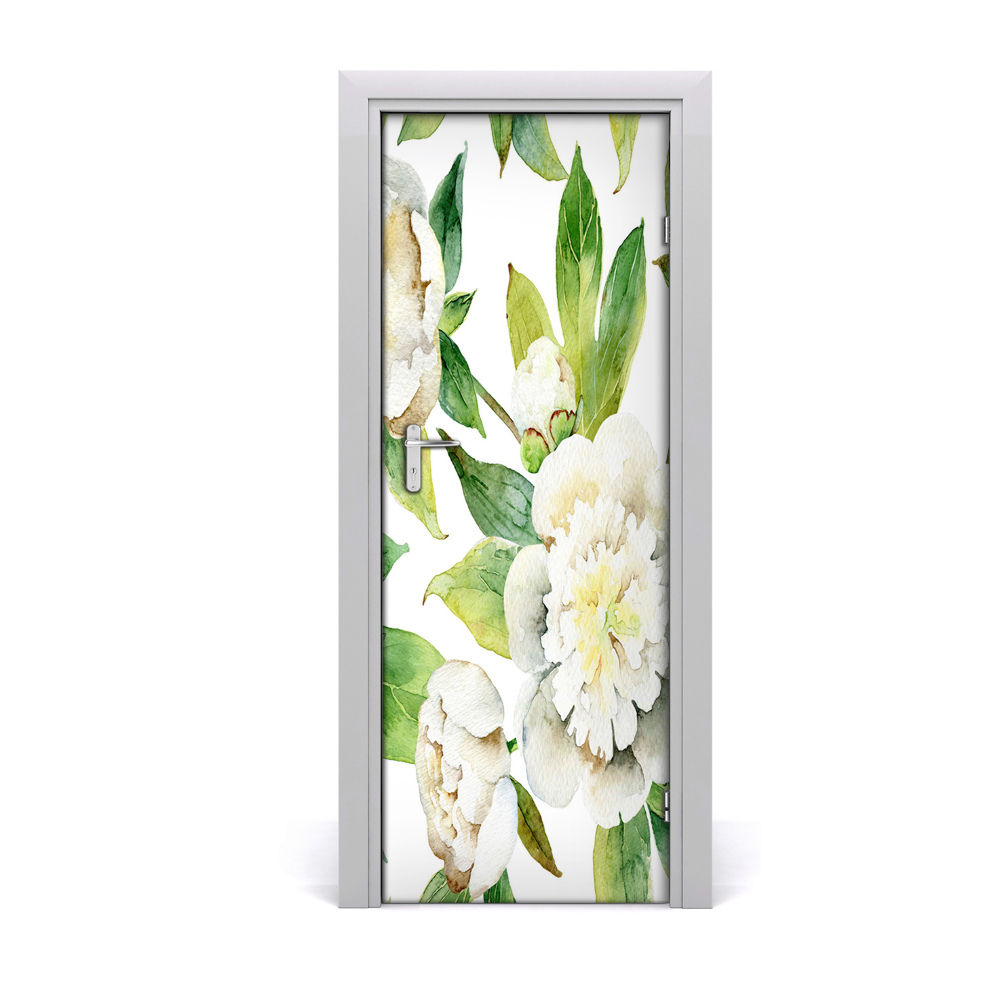 Autocolant de uşă Bujori albi