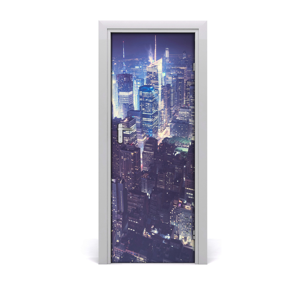 Autocolant uşă Panorama de noapte din Manhattan