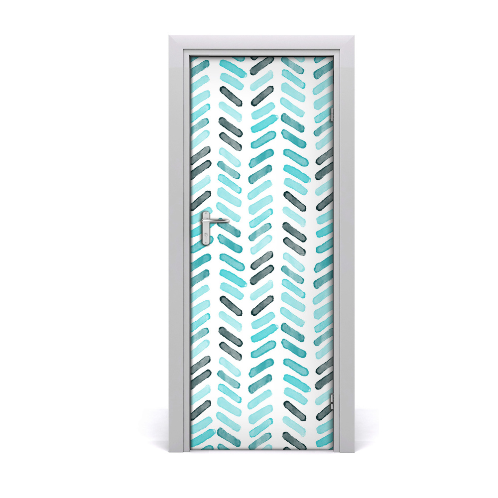 Autocolant pentru uși Model cu oase de hering albastru