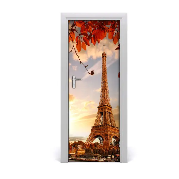 Tapet autocolant pentru uși Turnul Eiffel Toamna