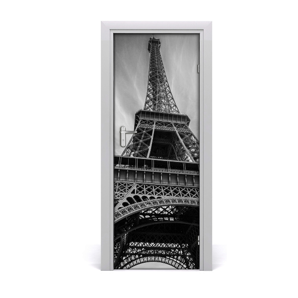 Autocolant pentru uși Turnul Eiffel alb-negru