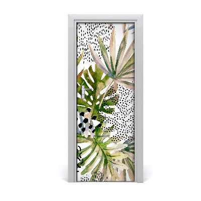 Autocolant pentru uși Frunze de palmier cu buline