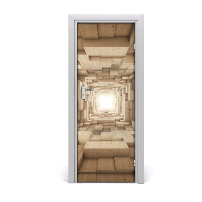 Autocolant de uși Fundal trepte din lemn