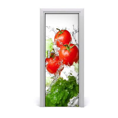 Autocolant de uşă Apa de salata verde rosii