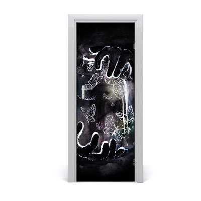 Autocolant pentru uși Fluturi într-un borcan