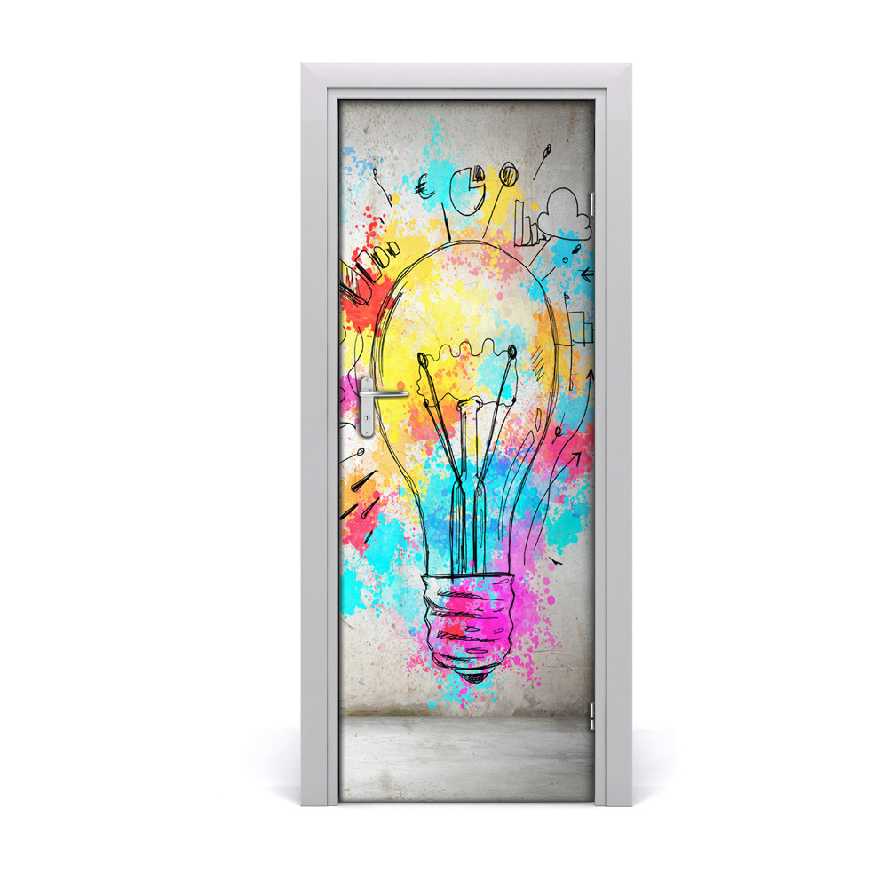 Autocolant uşă Bec colorat