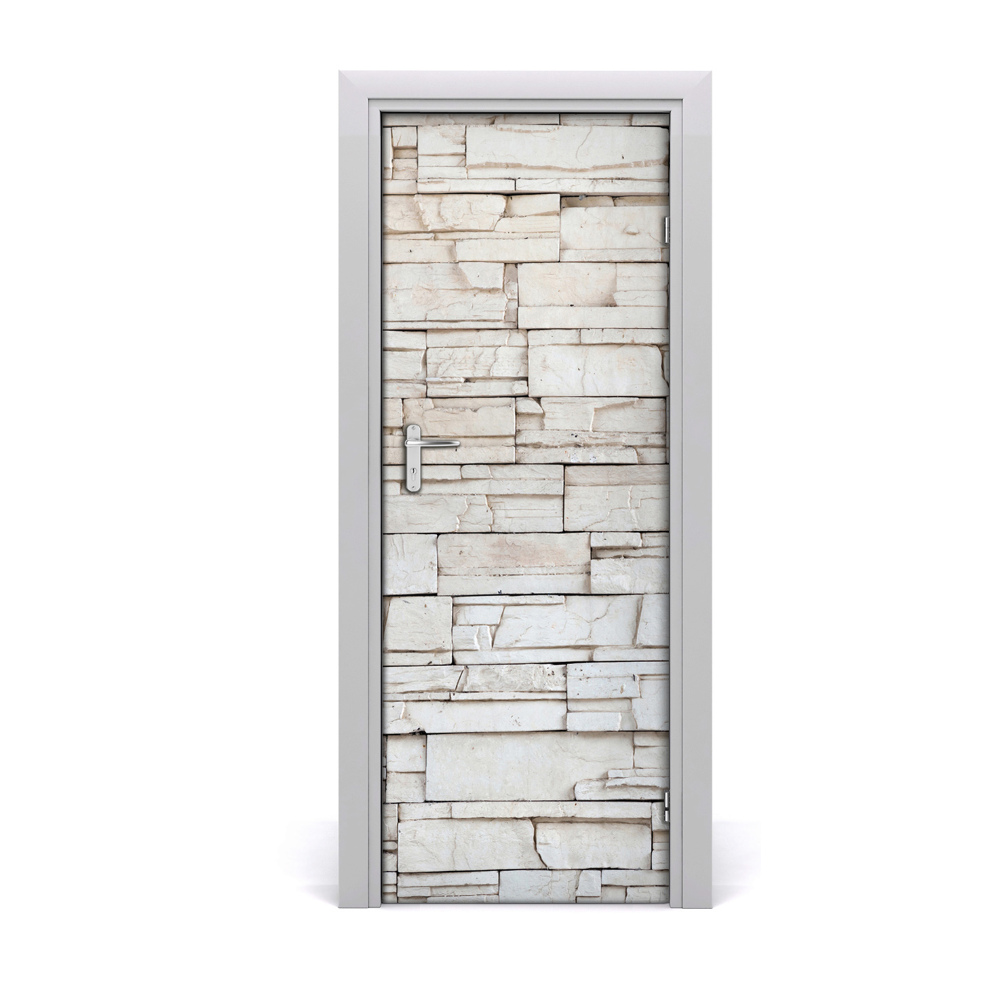 Autocolant uşă Perete alb de piatră