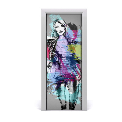 Tapet autocolant pentru uși Abstracție femeie