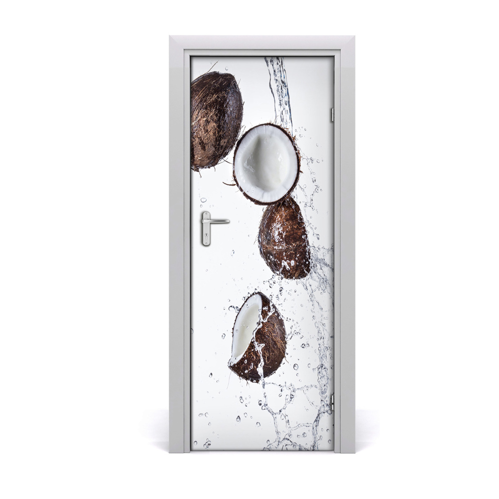 Autocolant pentru uși Nuci de cocos cu apa