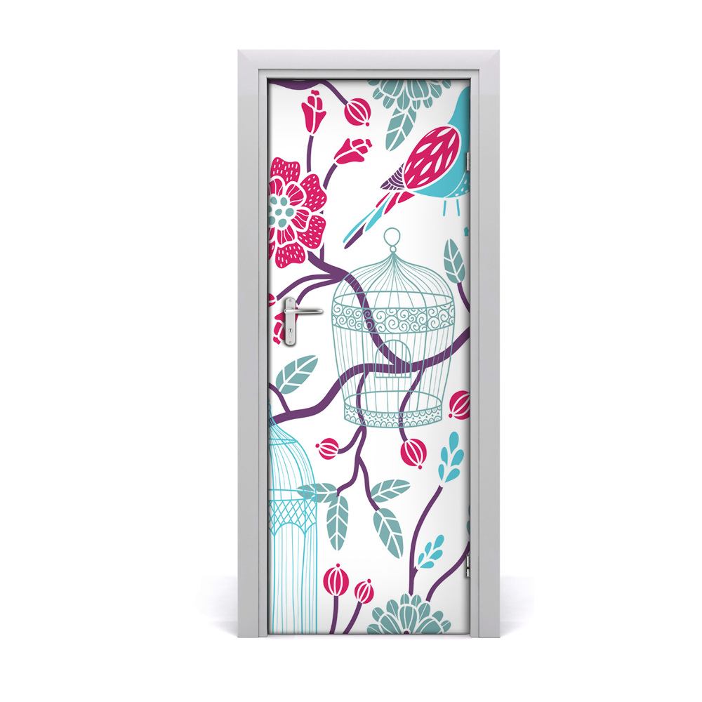 Tapet autocolant pentru uși Colivie de păsări