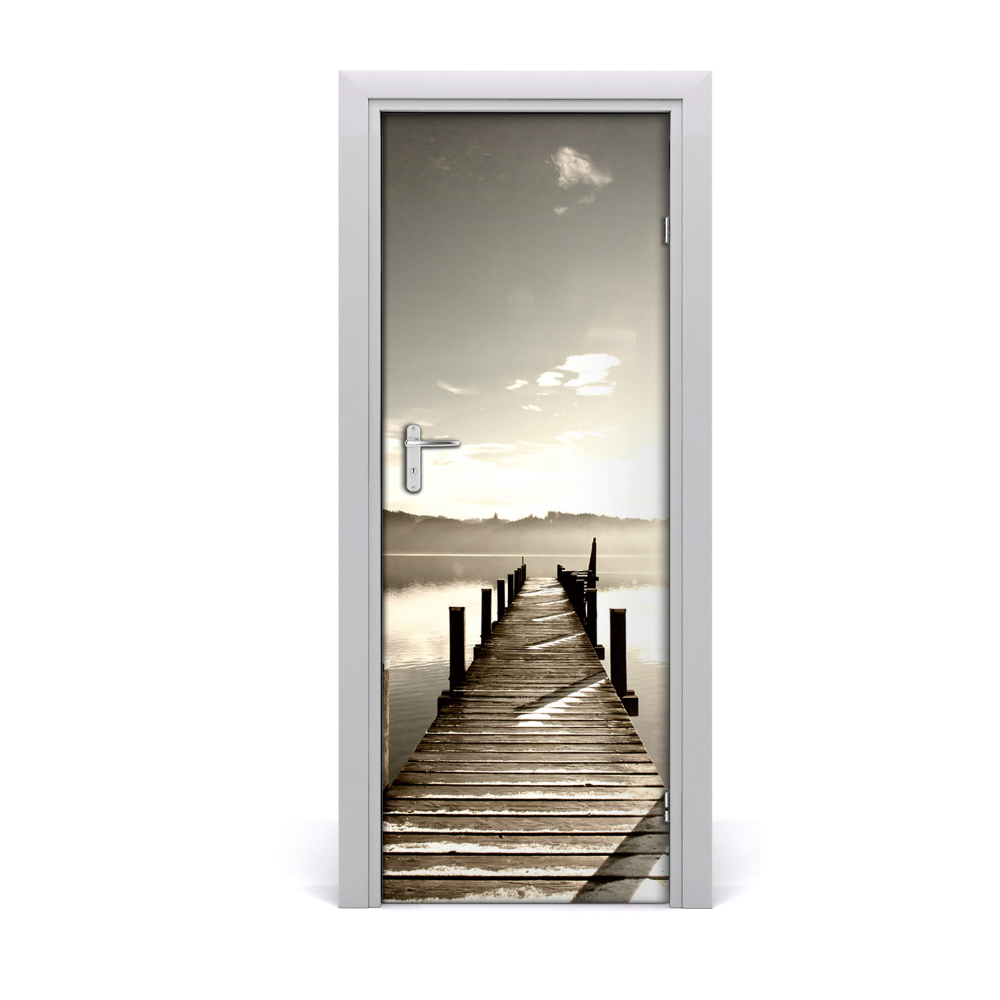 Autocolant pentru uși Dig din lemn gri