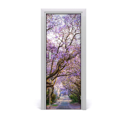 Autocolant de uși Calea cu copaci Jacaranda