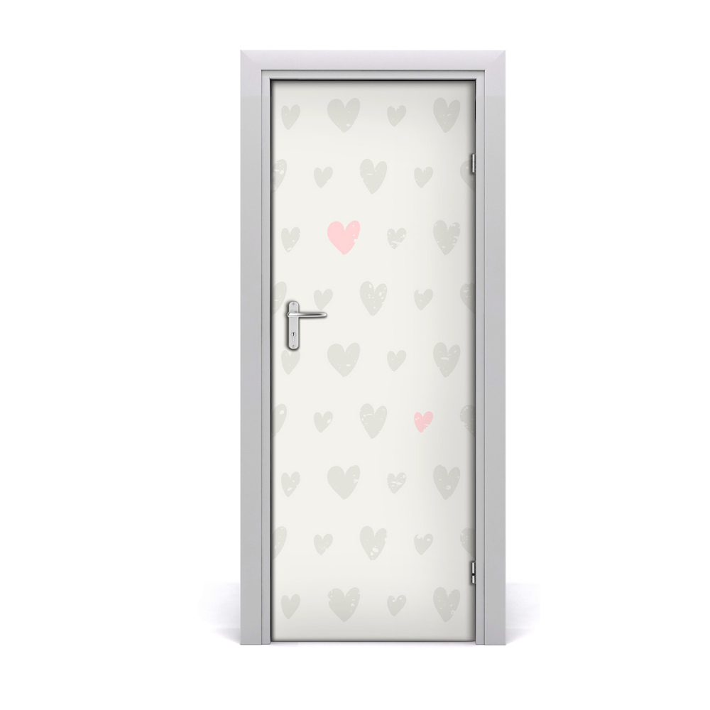 Tapet autocolant pentru uși Fundal inimioare pastel