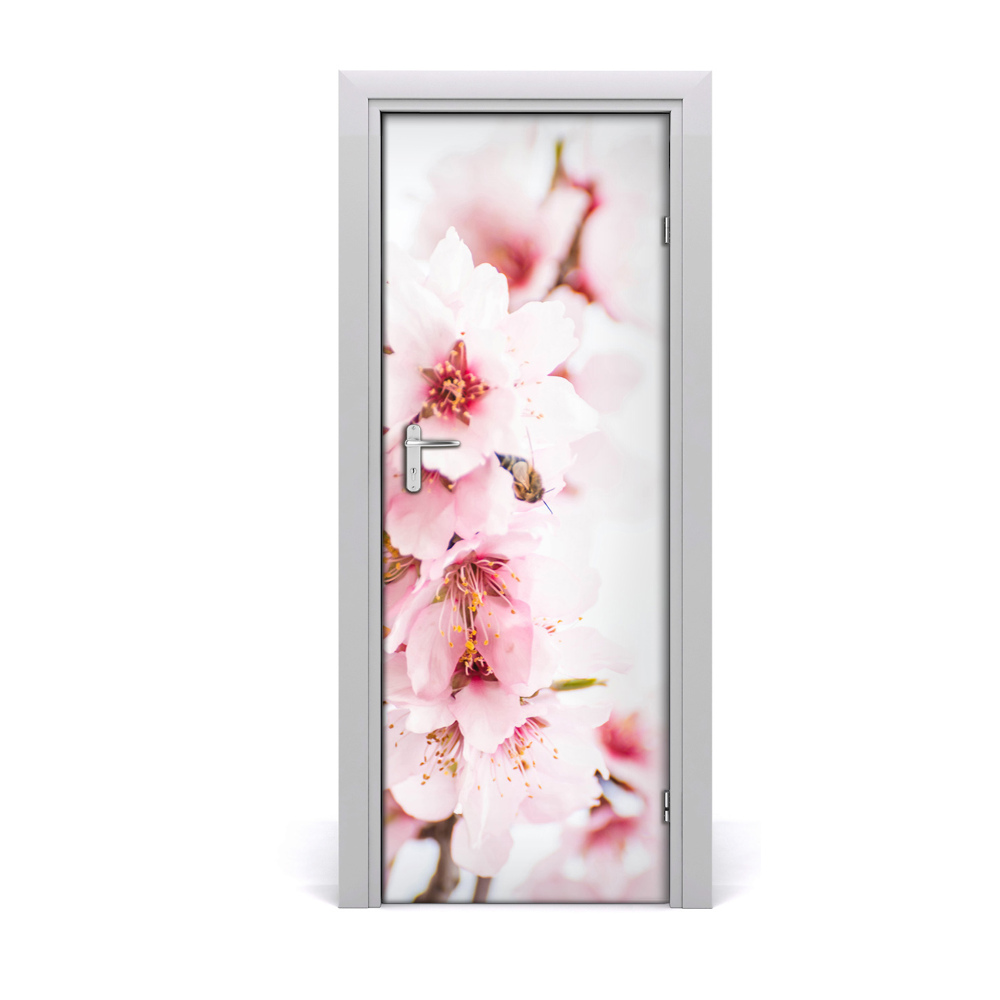 Autocolant uşă Flori roz