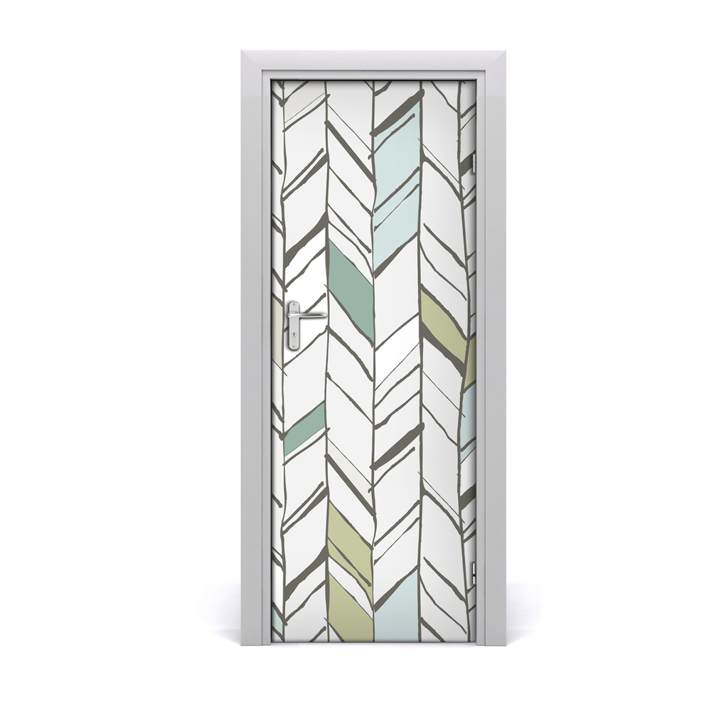 Autocolant uşă Model cu oase de hering colorat