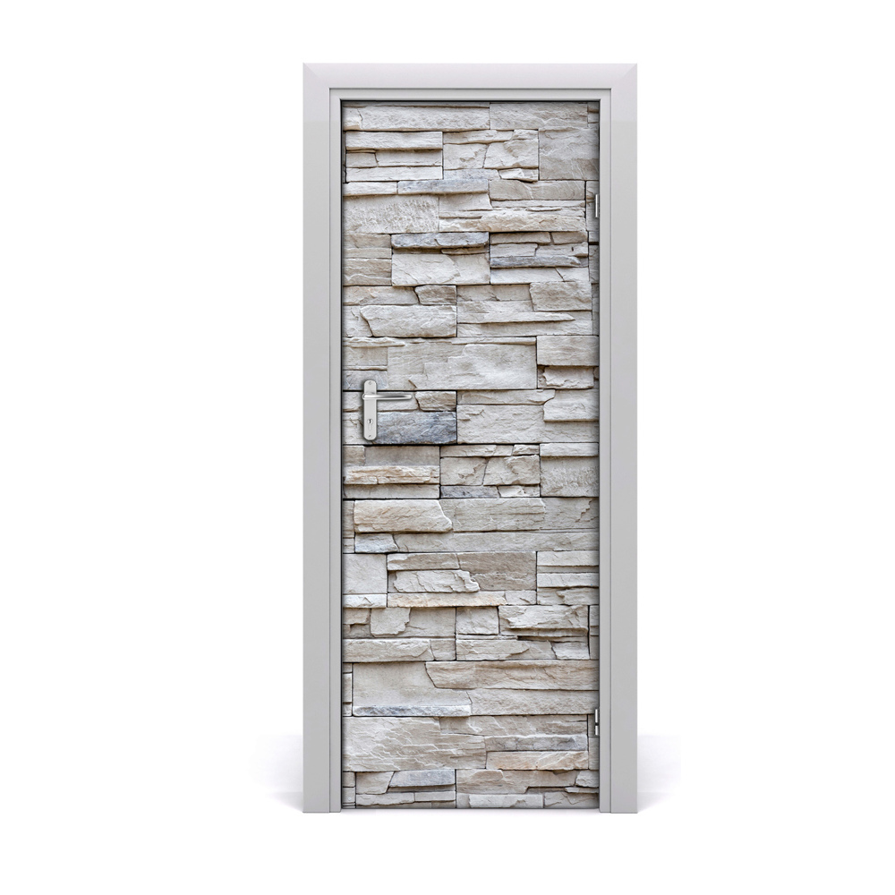 Tapet autocolant pentru uși Perete gri piatra