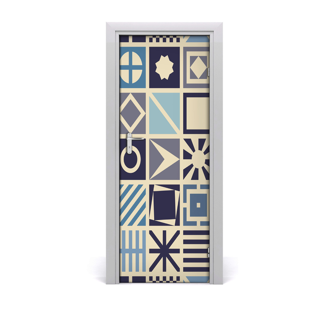Autocolant uşă Model cu simboluri în pătrate