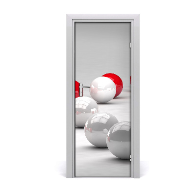 Tapet autocolant pentru uși Bile roșii și albe