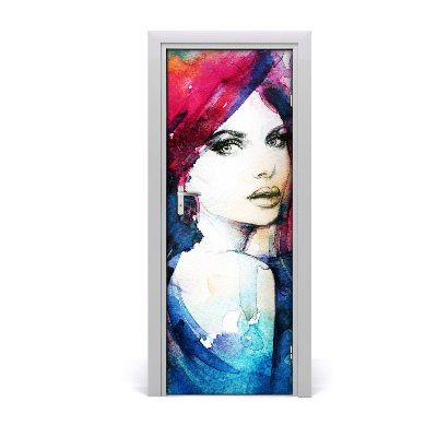 Autocolant de uşă Acuarelă femeie