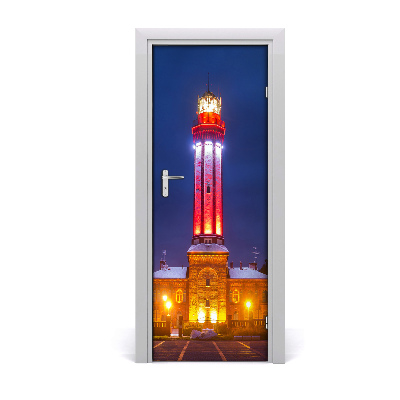 Autocolant de uși Clădire cu lumină de noapte