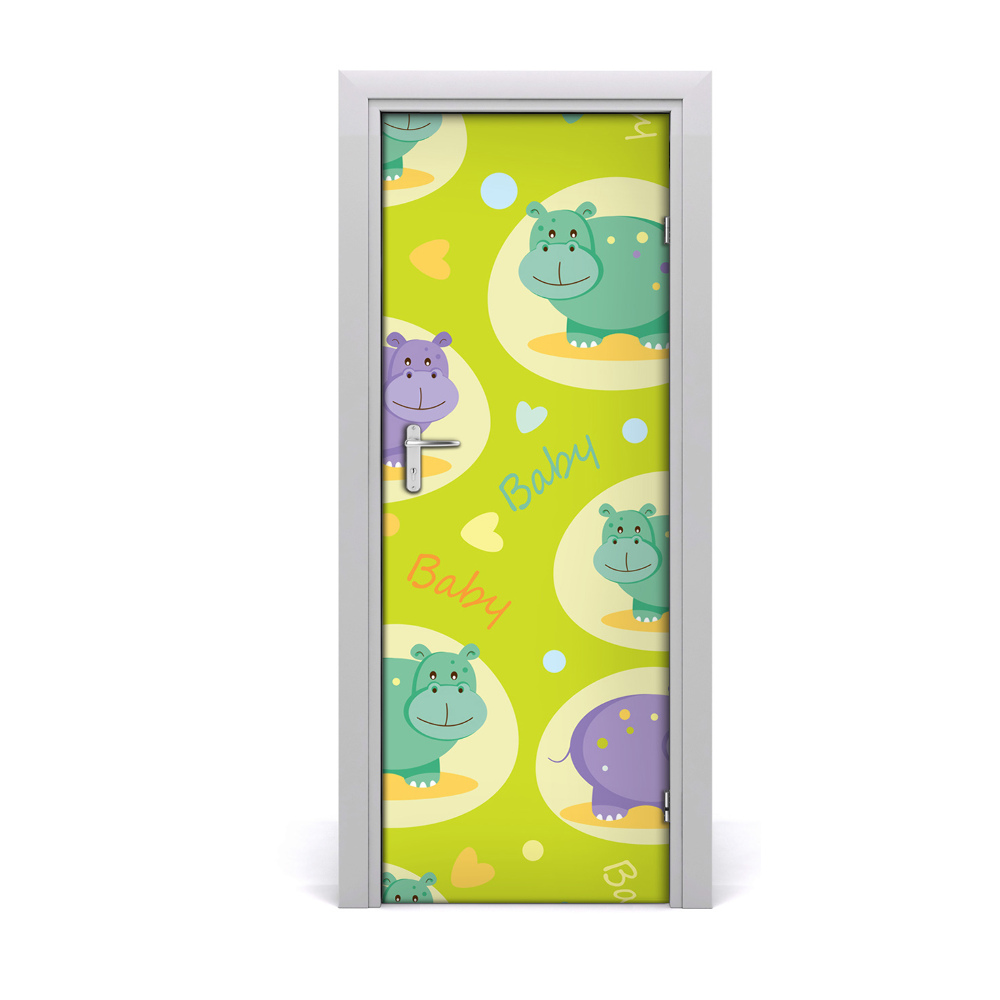 Autocolant uşă Hipopotami