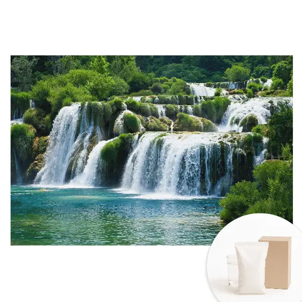 Tapet foto mare pentru perete cu cascadă și verdeață