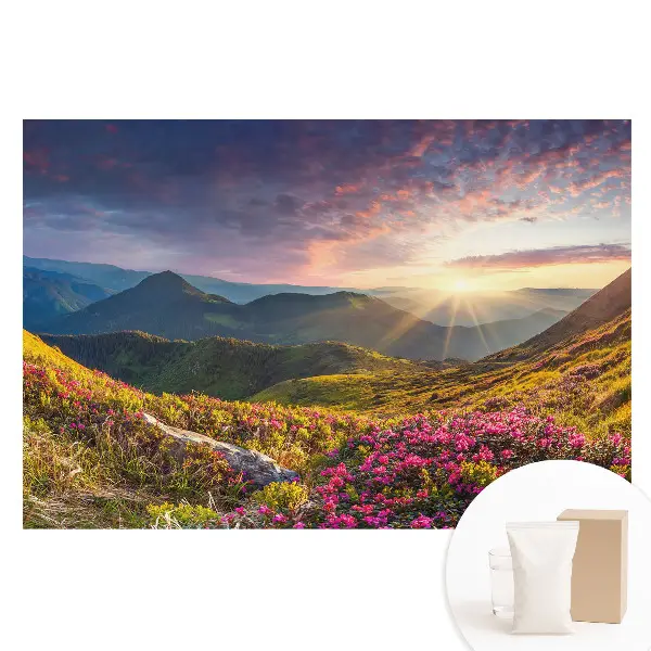 Tapet fotografic Peisaj montan în soare din material nețesut