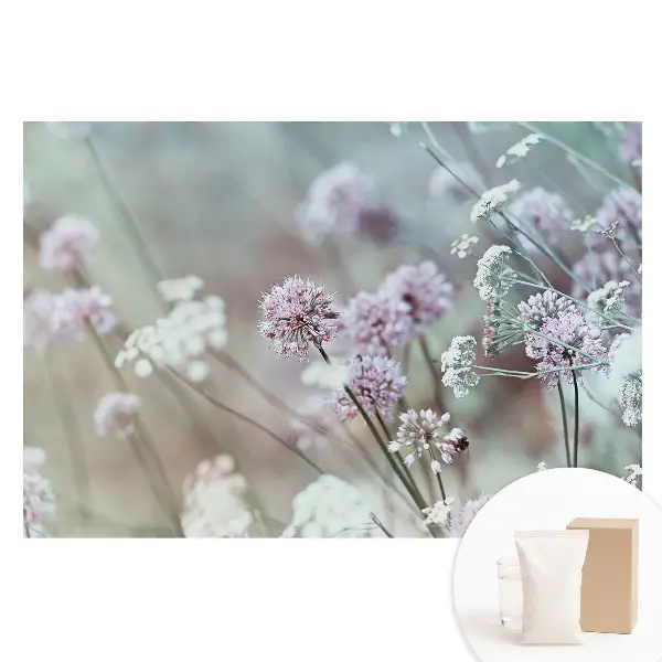 Tapet fotografic din material nețesut cu flori pastelate pe fundal natural