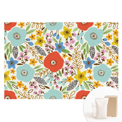 Tapet nețesut cu model floral colorat pe fundal alb