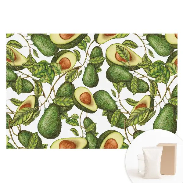 Tapet nețesut cu model de avocado și frunze verzi