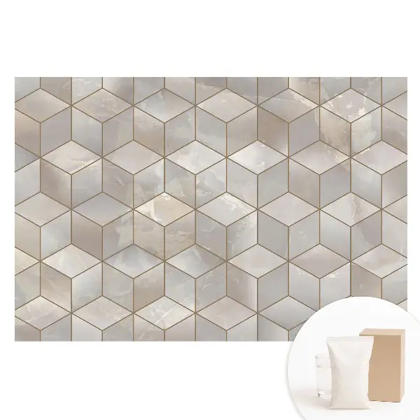 Tapet fotomural pe material nețesut cu model mozaic geometric modern în nuanțe de gri