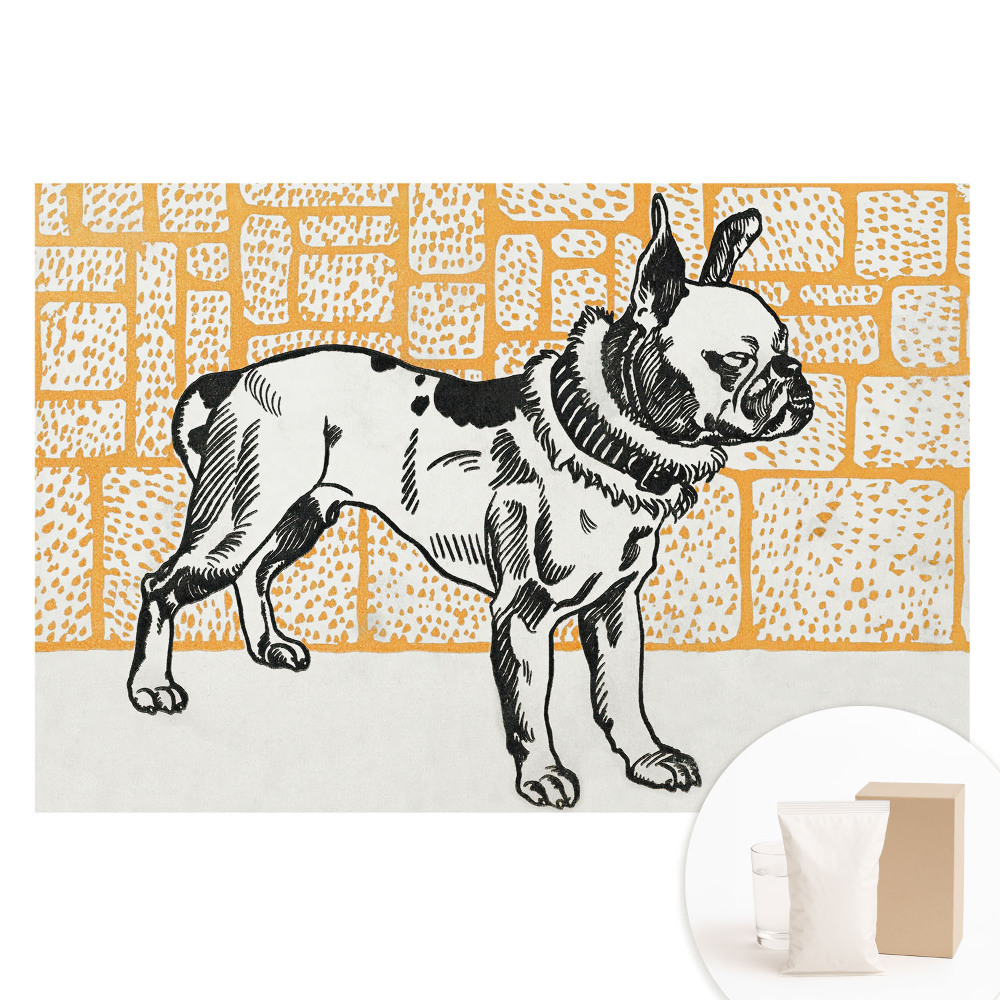 Tapet foto pe material nețesut Un câine pe un fundal de cărămizi în stil retro