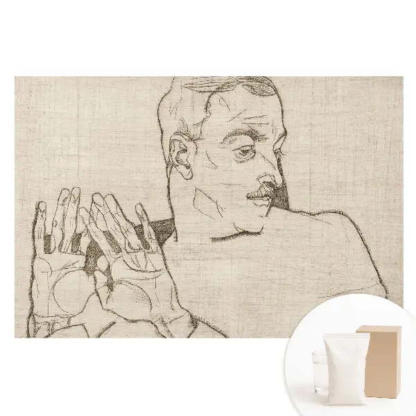 Tapet fotomural din material nețesut cu schiță minimalistă a unei figuri și a unui gest