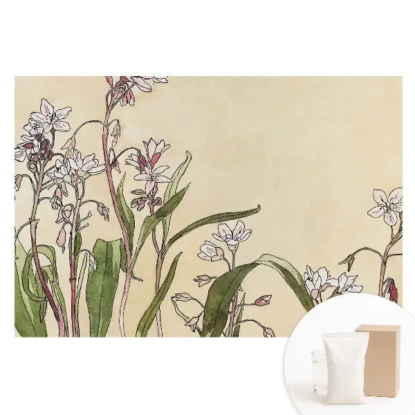 Fototapet din material nețesut cu model de flori delicate pe fundal deschis