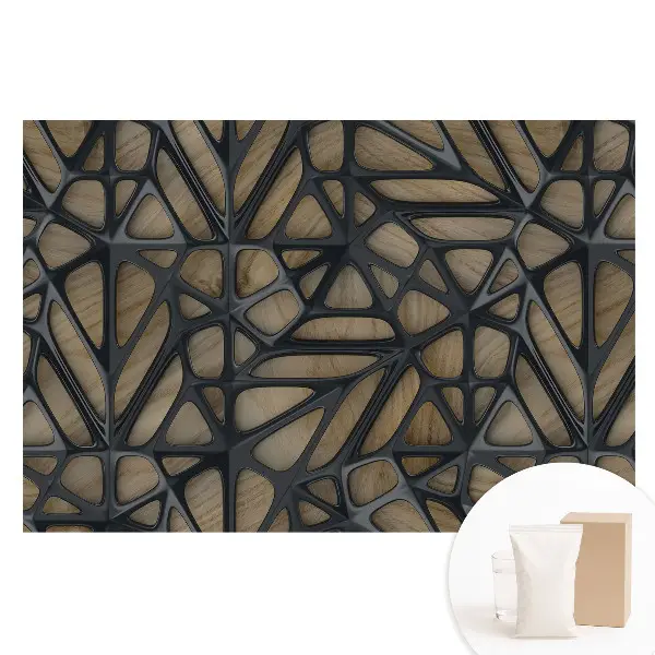 Tapet foto din material nețesut cu design modern de decorațiune din lemn ajurat