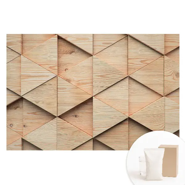 Tapet nețesut cu model de panouri geometrice din lemn în stil modern