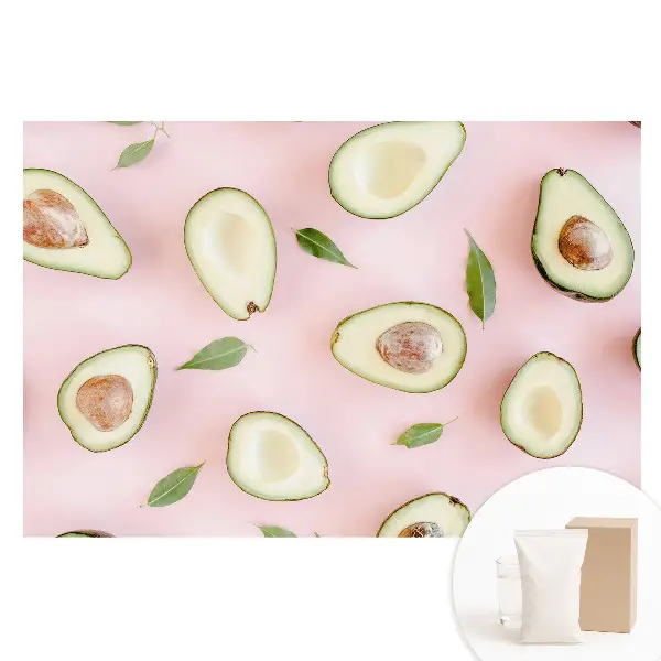 Tapet fotovlies cu model de avocado pe fundal roz