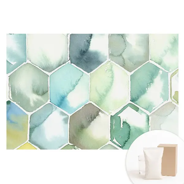 Tapet fotografic din material nețesut cu design hexagonal în acuarelă
