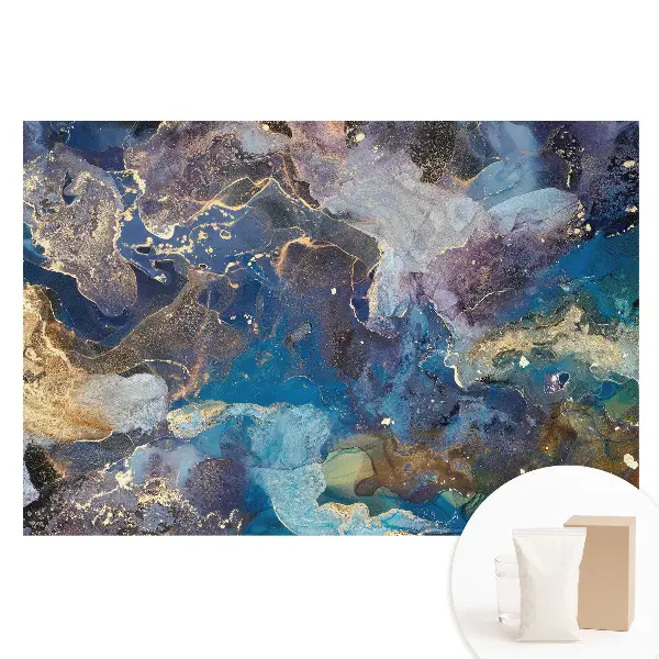 Tapet nețesut cu model de abstracție cosmică în nuanțe de albastru și violet