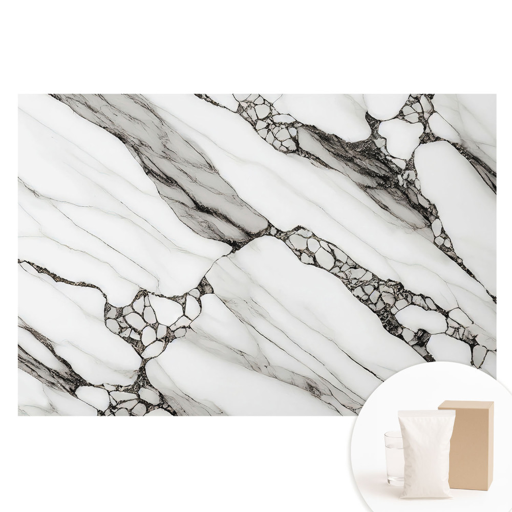 Tapet nețesut Vene negre pe un fundal de piatră albă