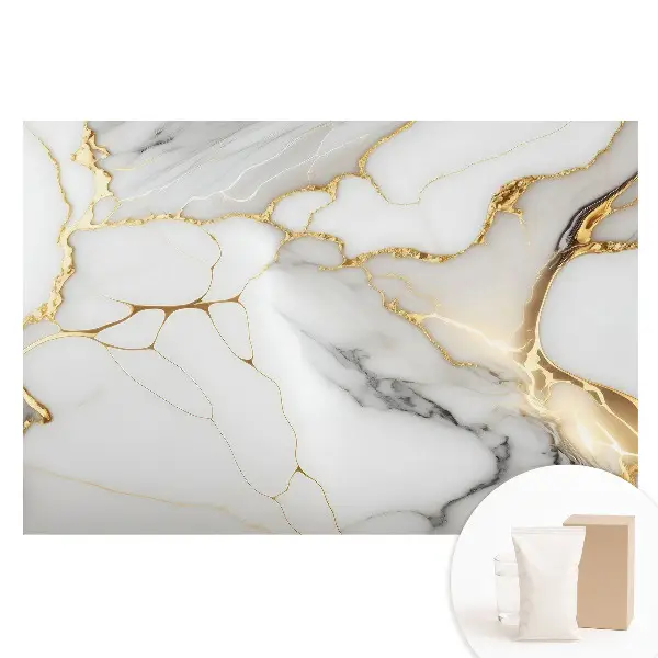 Fototapet din material nețesut cu model de marmură elegantă și accente galbene
