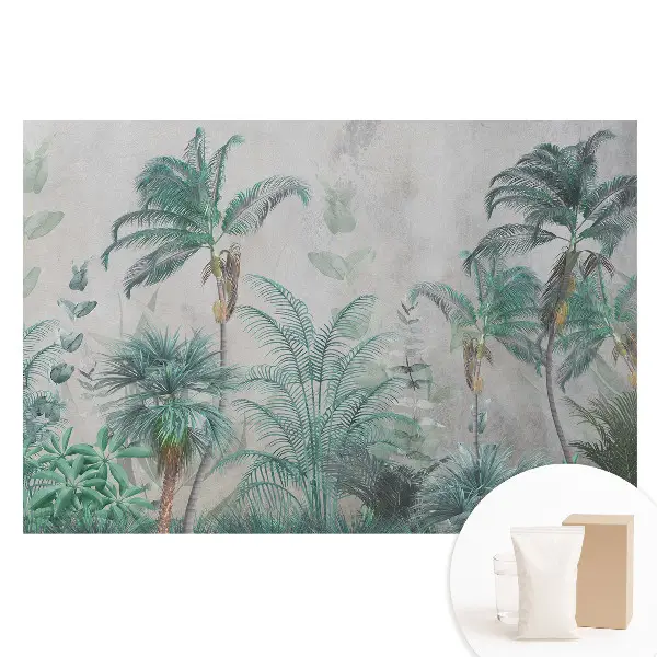Fototapet din material nețesut cu imprimeu de palmieri și frunze tropicale