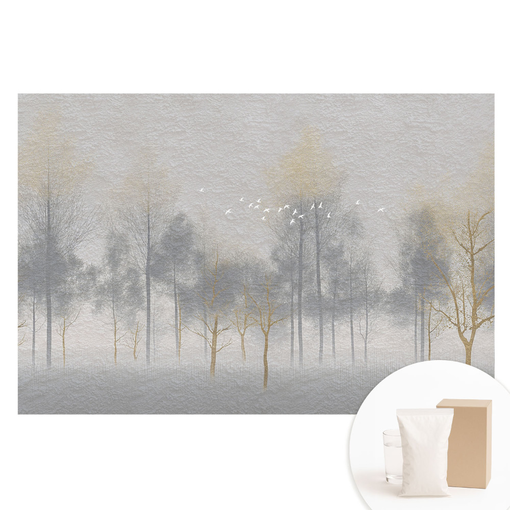 Fototapet cu imprimeu pe material nețesut O scenă delicată de pădure, cu un stil minimalist