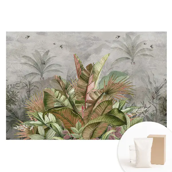 Tapet nețesut cu model de frunze tropicale vintage