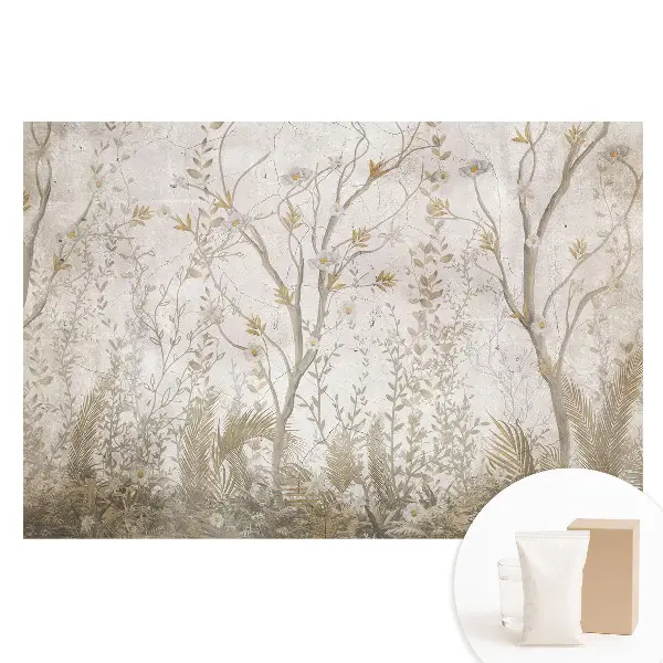 Fototapet din material nețesut cu grafică subtilă cu plante delicate