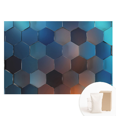 Tapet foto din material nețesut cu model geometric de hexagoane albastre